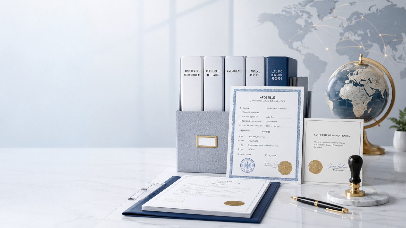 Documentos corporativos, certificados, apostilla y registros empresariales para uso internacional