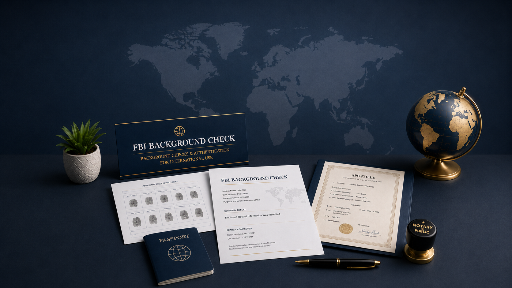 Antecedentes del FBI, tarjeta de huellas y apostilla para uso internacional