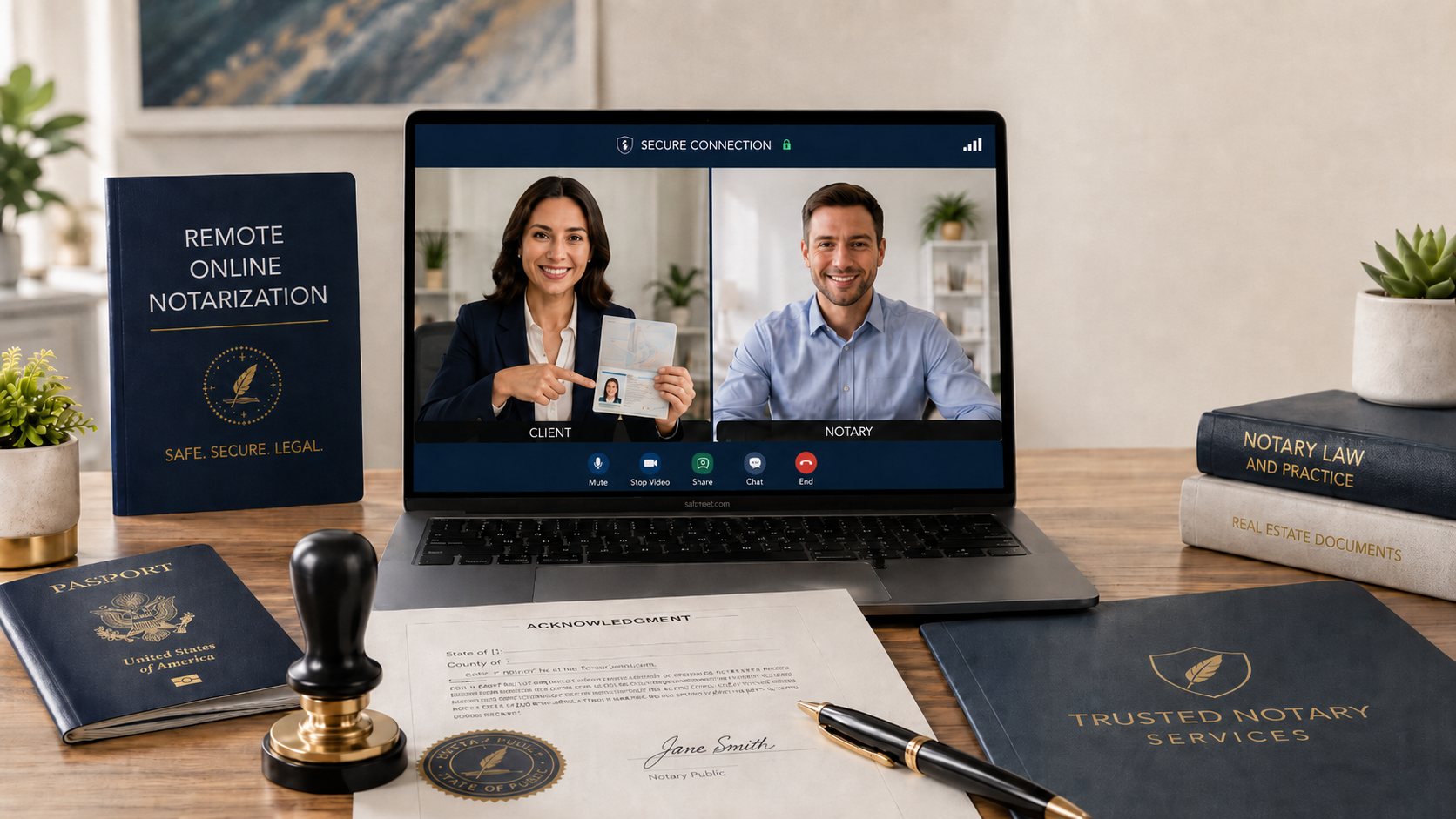 Notarización remota online con notario y cliente por videoconferencia