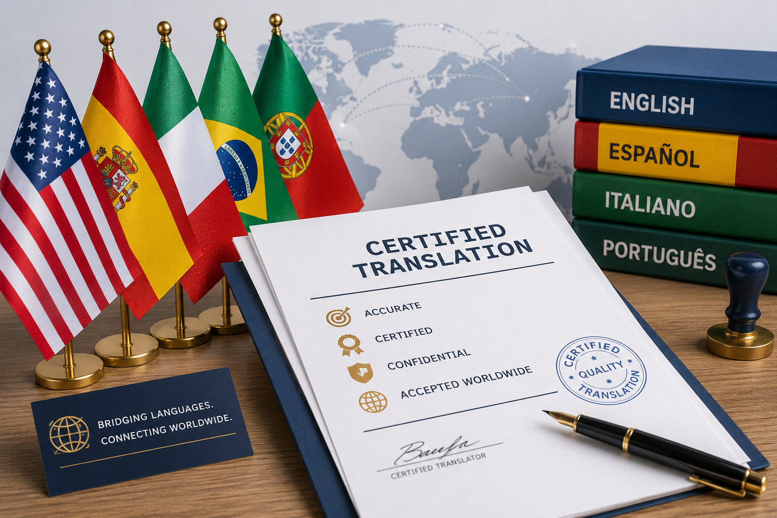 Traducciones certificadas en inglés, español, italiano y portugués